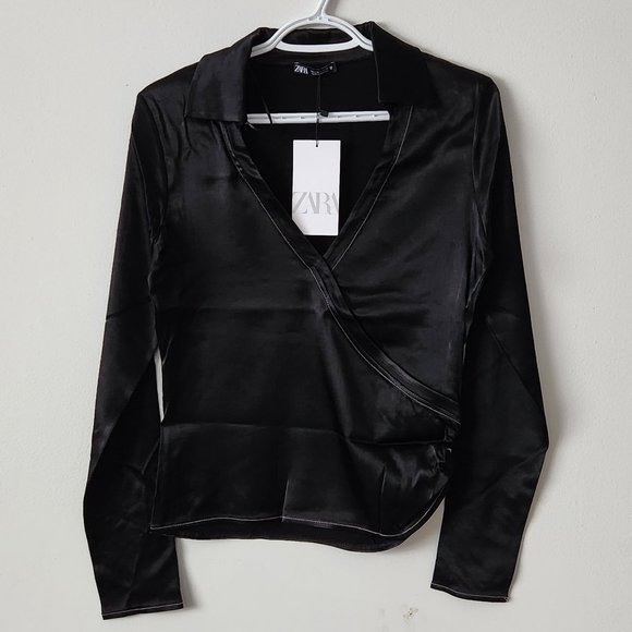 NWT ZARA Ruched Satin Effect Top - Picture 2 of 6